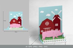 Pig at The Farm 3D Pop Up Layered Template Product Image 1