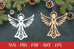 Christmas Angel laser SVG PNG| Christmas ornament Product Image 1