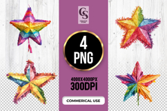 Star Pinata Rainbow Watercolor Clipart Sublimation PNG Product Image 1