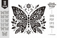 Tribal Butterfly Silhouette Vector Product Image 1