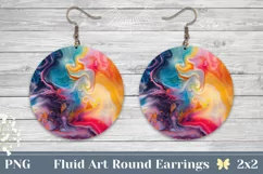 Fluid Art Round Earrings PNG, Colorful Round Earrings Design Product Image 1