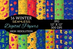 Winter Digital Paper, Boho Rainbow Winter Digital Papers Product Image 1