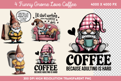 Funny Gnome Love Coffee Sublimation PNG Product Image 1