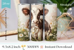 Baby Cow Tumbler Design, Chamomile Tumbler Sublimation Product Image 1