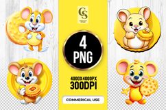 Cute Mouse Holding Donut Cartoon Clipart Sublimation PNG Product Image 1