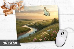 Glowing Butterfly in a Dreamlike Landscape Mouse Pad PNG Product Image 1