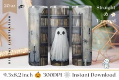 Cartoon Ghost Tumbler Wrap Design, Gothic Tumbler Design Product Image 1