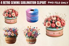 Retro Sewing Sublimation Clipart PNG Product Image 1