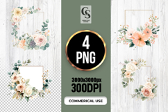 Geometric Floral Frame Clipart Sublimation PNG Product Image 1