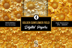 Golden Sunflower Field Digital Paper Product Image 1