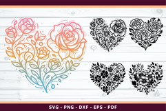 Rose Heart SVG, Floral Heart SVG, Boho Flower Heart SVG, Product Image 1