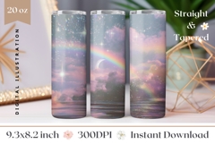 Moon Tumbler Wrap Design, Glitter Rainbow Tumbler PNG Product Image 1