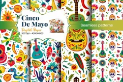 Cinco de Mayo digital paper, fiesta digital paper Product Image 2