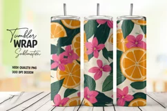 Orange with Leaves and Flowers Tumbler Wrap Sublimation Product Image 1