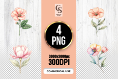 Watercolor Pink Floral Elements Clipart Sublimation PNG Product Image 1