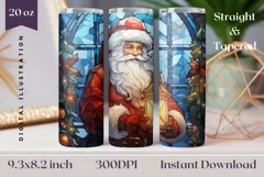 Santa Claus Tumbler Wrap Design, Christmas Sublimation Product Image 1