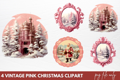Vintage Pink Christmas Clipart Product Image 1