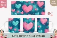 Love Mug Wrap Design, Pink Love Hearts Mug Template Product Image 1