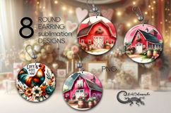 Bautiful farmhouse | 8 Round earring Sublimation designs Product Image 1