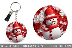 Snowman Round Keychain. Winter Keychain Sublimation Product Image 1