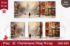 Watercolor Christmas Coffee Mug Wrap, Christmas Sublimation Product Image 1