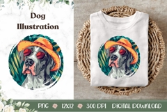 Great Dane Dog Illustration, Summer Great Dane Dog PNG Product Image 1