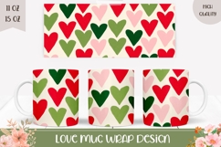 Colorful Hearts Coffee Mug Wrap, Love Heart Mug Template Product Image 1