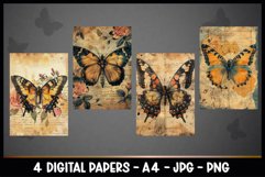 4 Vintage Butterfly Digital Papers I Junk Journal Page Product Image 2