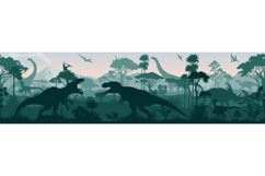 Seamless vector tropical forest jungle with dinosaurs Product Image 1