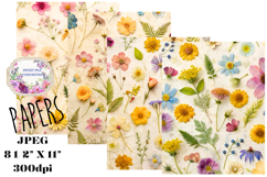 Flowers, Papers, Herbarium, Junk Journal, Botanical Product Image 1