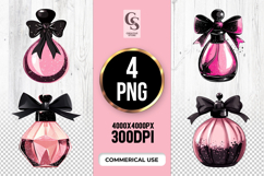 Pink Perfume Bottle Bow Clipart Sublimation PNG Product Image 1