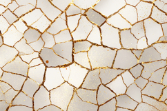A cracked white surface with golden lines Product Image 1