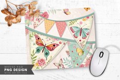 Butterfly and Floral Bunting Mouse Pad PNG Design Product Image 1