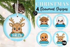 Blue Custom Cute Christmas Ornament PNG Product Image 1