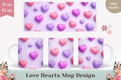 3D Love Mug Template, Colorful Hearts Mug Design Product Image 1