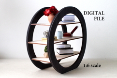 Miniature circular bookcase digital file, modern dollhouse Product Image 1