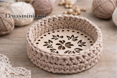 Crochet basket base carved ornament instant download file 6 Product Image 1