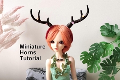 Miniature deer antlers on magnet tutorial. BJD doll horns Product Image 1