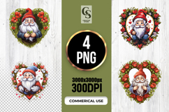 Valentine Gnome in Floral Heart Frame PNG Product Image 1