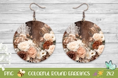 Boho Flowers Round Earrings Design, Wedding Round Earrings Product Image 1
