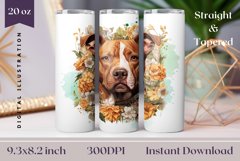 Watercolor Dog Tumbler Wrap, Pit Bull Dog Tumbler Wrap Product Image 1