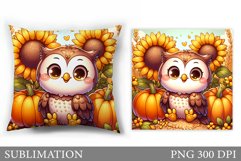 Fall Owl Pillow Design. Fall Pillow Sublimation Product Image 1