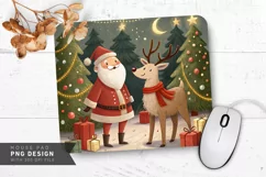 Santa and Reindeer in Festive Decor Mouse Pad PNG Design Product Image 1