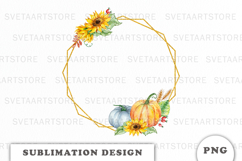 Watercolor Autumn Pumpkins Frame png Product Image 1