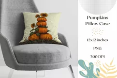 Sunflowers Pillow PNG, Floral Pillowcase, Pumpkins PNG Product Image 1