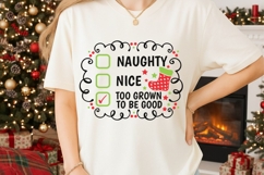 Naughty Nice Too Grown Svg, Funny Christmas Checklist Svg. Product Image 2