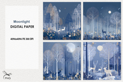 Moonlight digital paper, background clipart Product Image 1