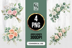 Watercolor Rose Bouquet Clipart Sublimation PNG Product Image 1