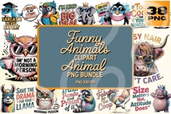 Funny Animal Clipart PNG Bundle Product Image 1