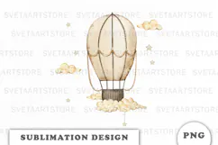 Watercolor Airship Balloon png Product Image 1
